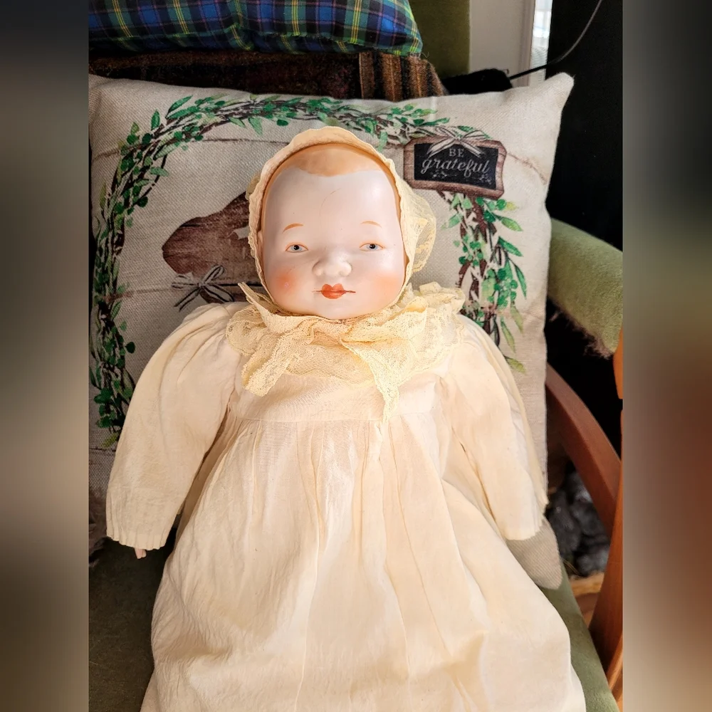 Baby bye Lo Vintage Bisque Porcelain Baby Doll - Picture 4 of 5
